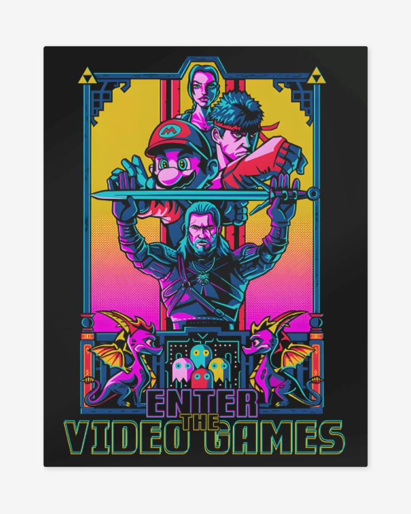 Print metalico Negro de Enter The Video Games
