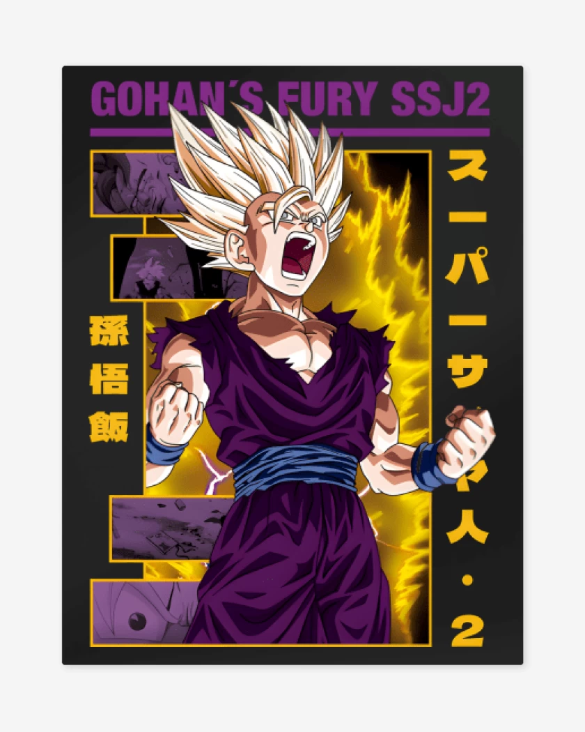 Print metalico Negro de Furia de Gohan