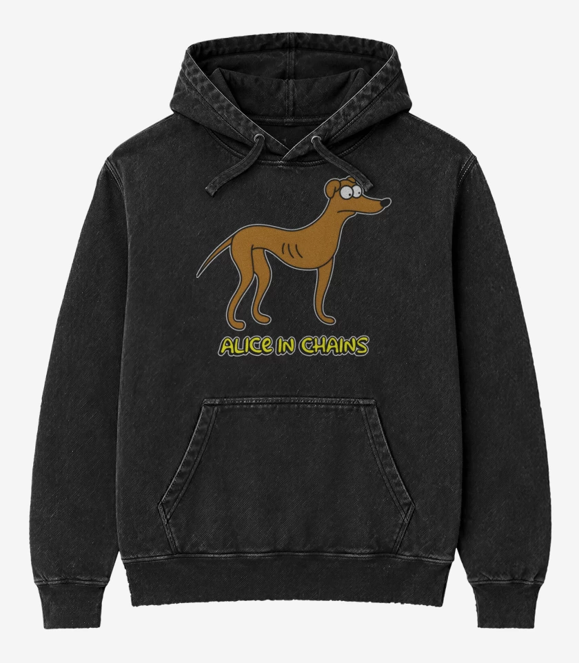 Poleron Canguro Acid Wash Negro de Ayudante de Santa in Chains