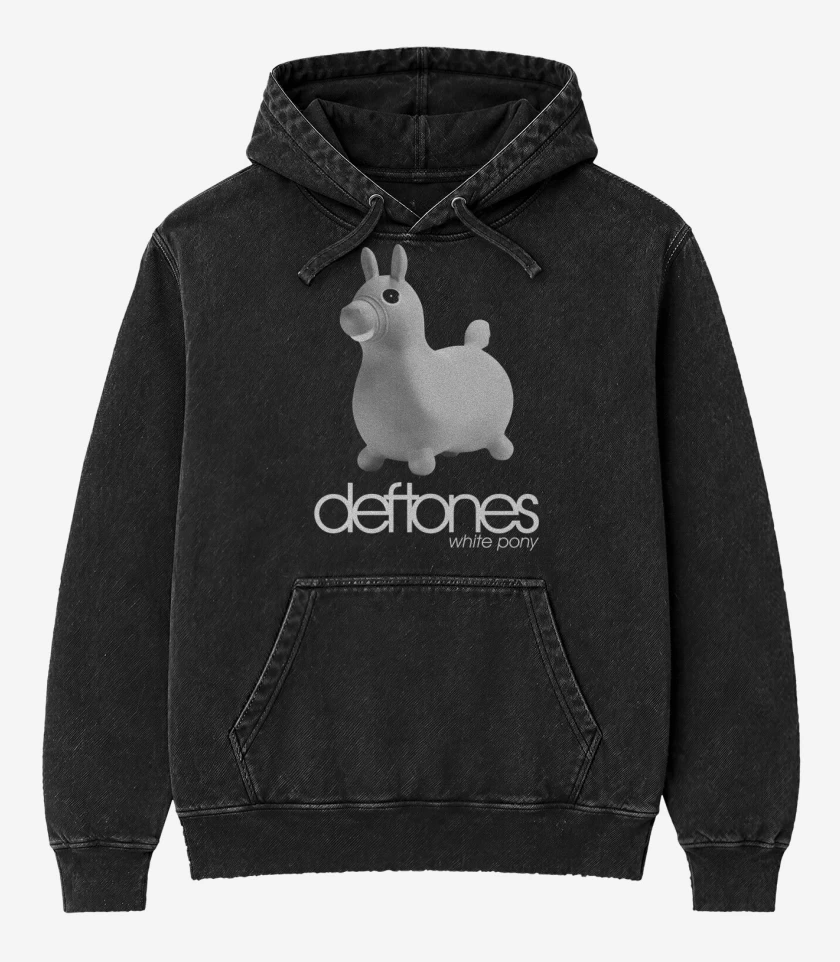 Poleron Canguro Acid Wash Negro de White Pony