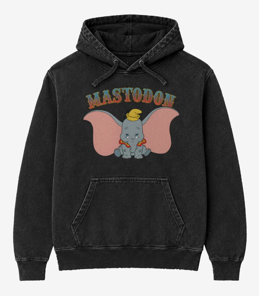 Poleron Canguro Acid Wash Negro de Mastodon