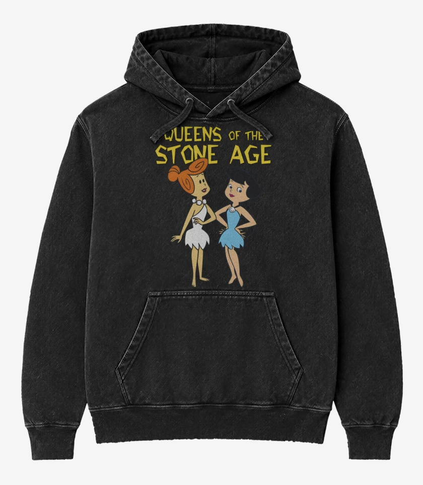 Poleron Canguro Acid Wash Negro de Queens of the Stone Age