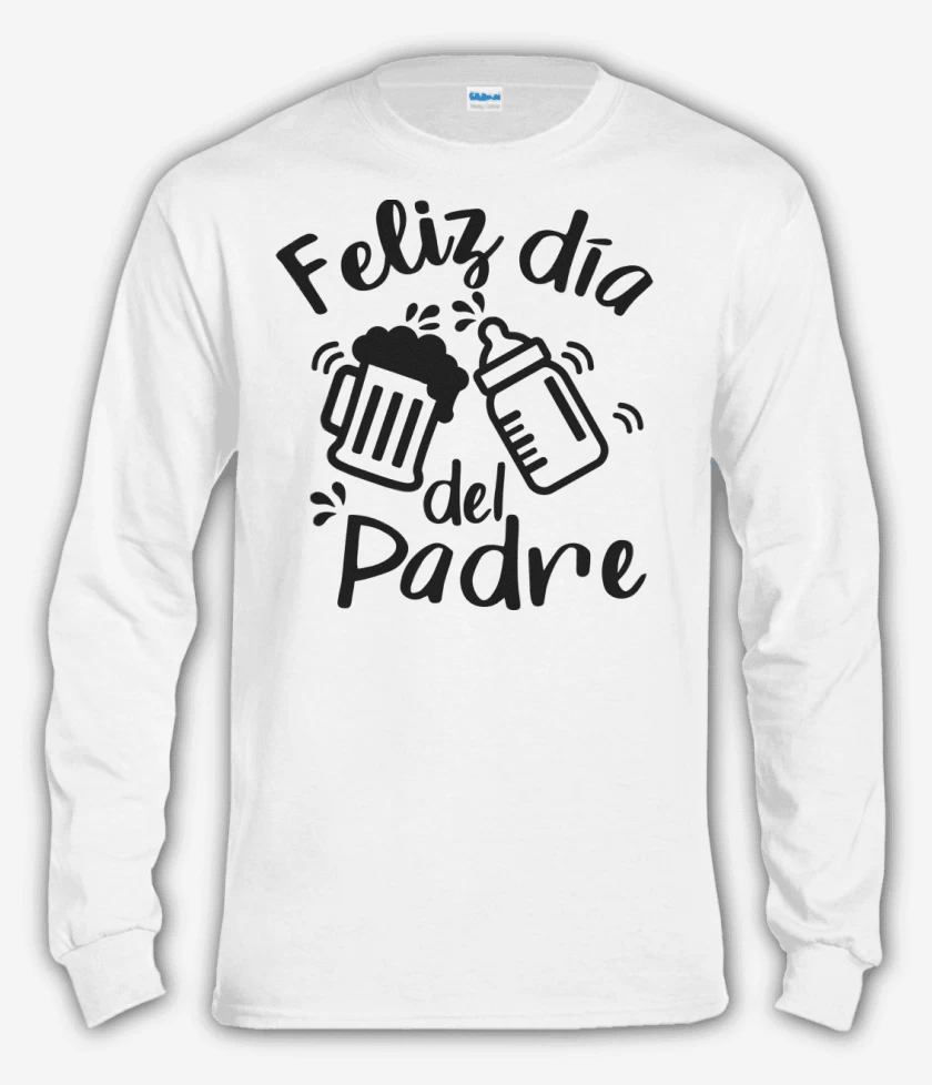 Polera manga larga Blanco de Feliz Día del Padre