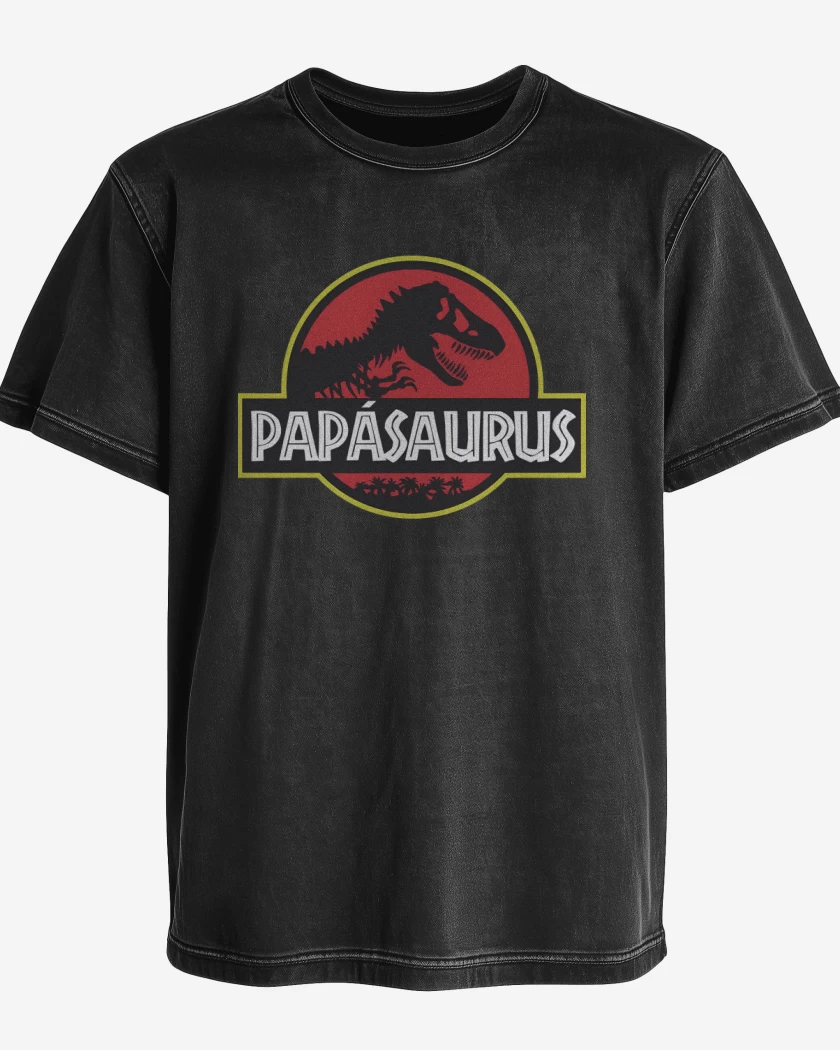 Polera desgastada Negro de Papásaurus
