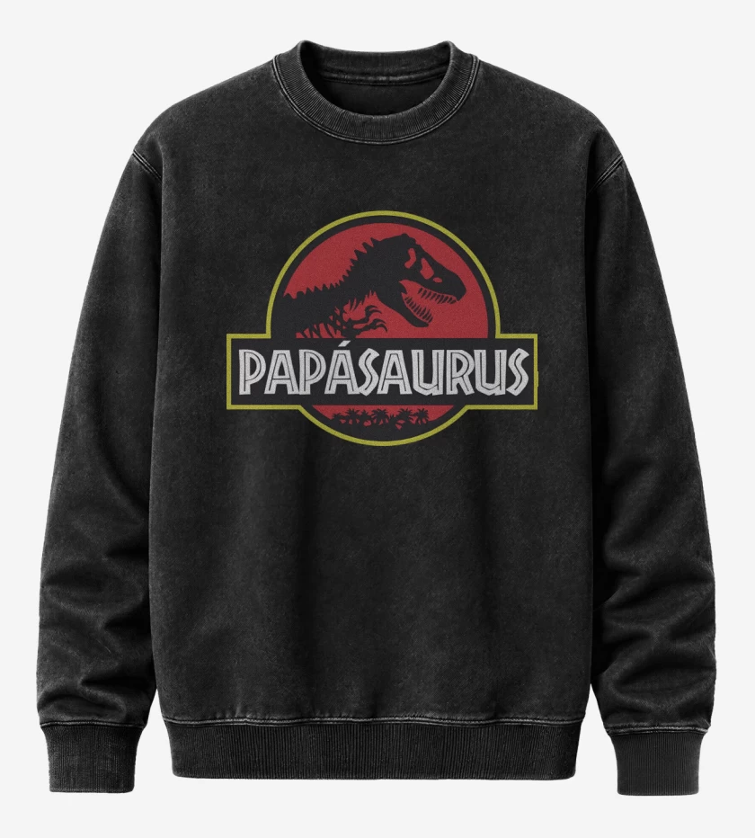 Poleron Polo Acid Wash Negro de Papásaurus