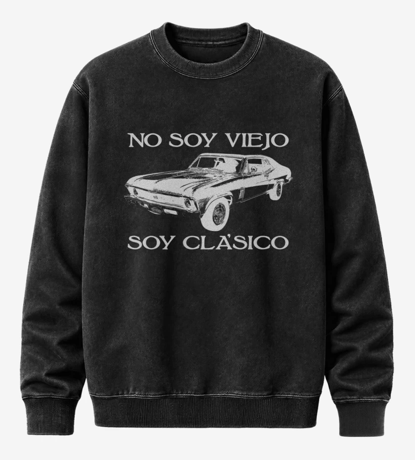 Poleron Polo Acid Wash Negro de No soy Viejo
