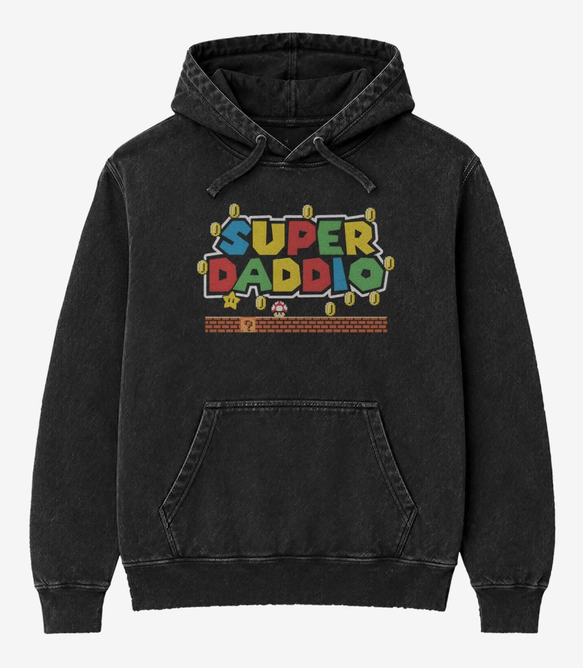 Poleron Canguro Acid Wash Negro de Super Daddio