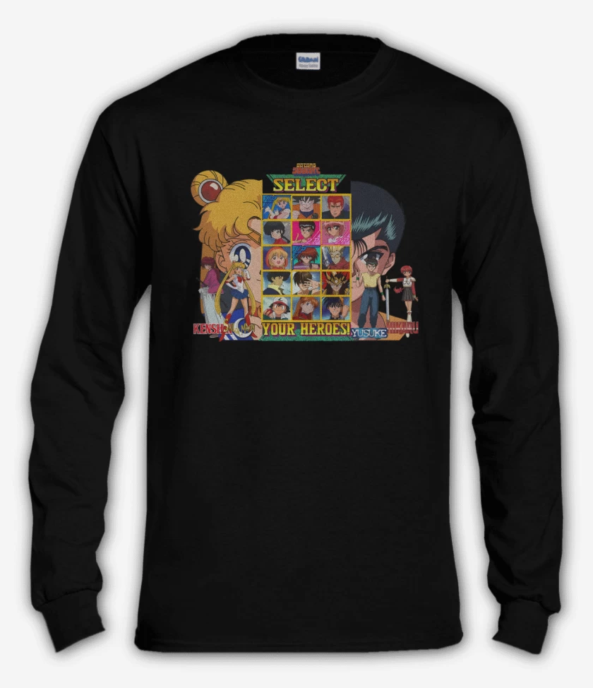 Polera manga larga Negro de Anime Heroes