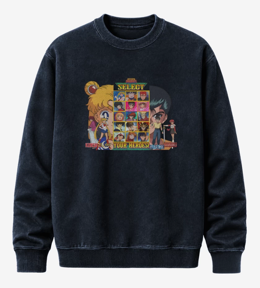 Poleron Polo Acid Wash Azul Marino de Anime Heroes