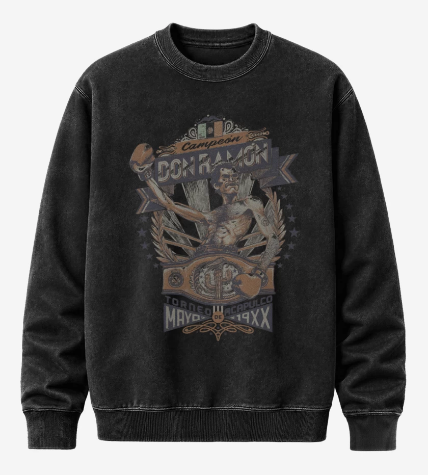 Poleron Polo Acid Wash Negro de El mejor boxeador