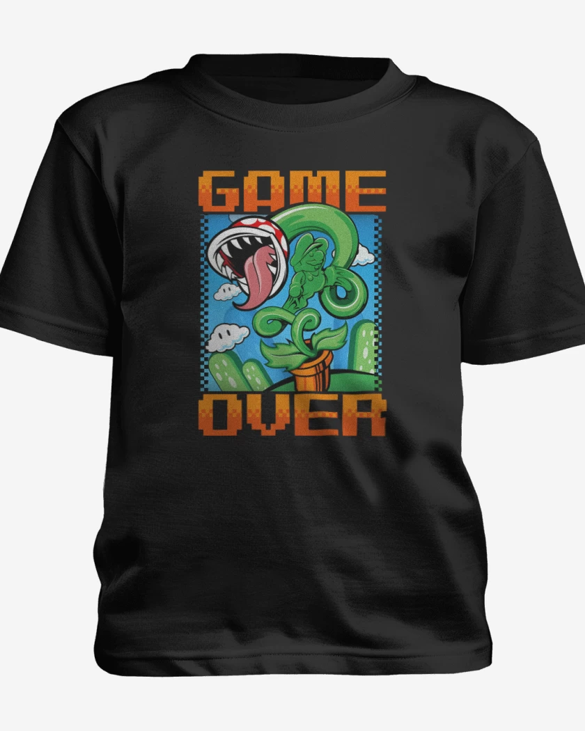Polera de niño Negro de Game over Bigote