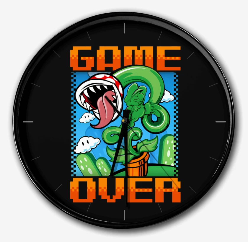Reloj Negro de Game over Bigote