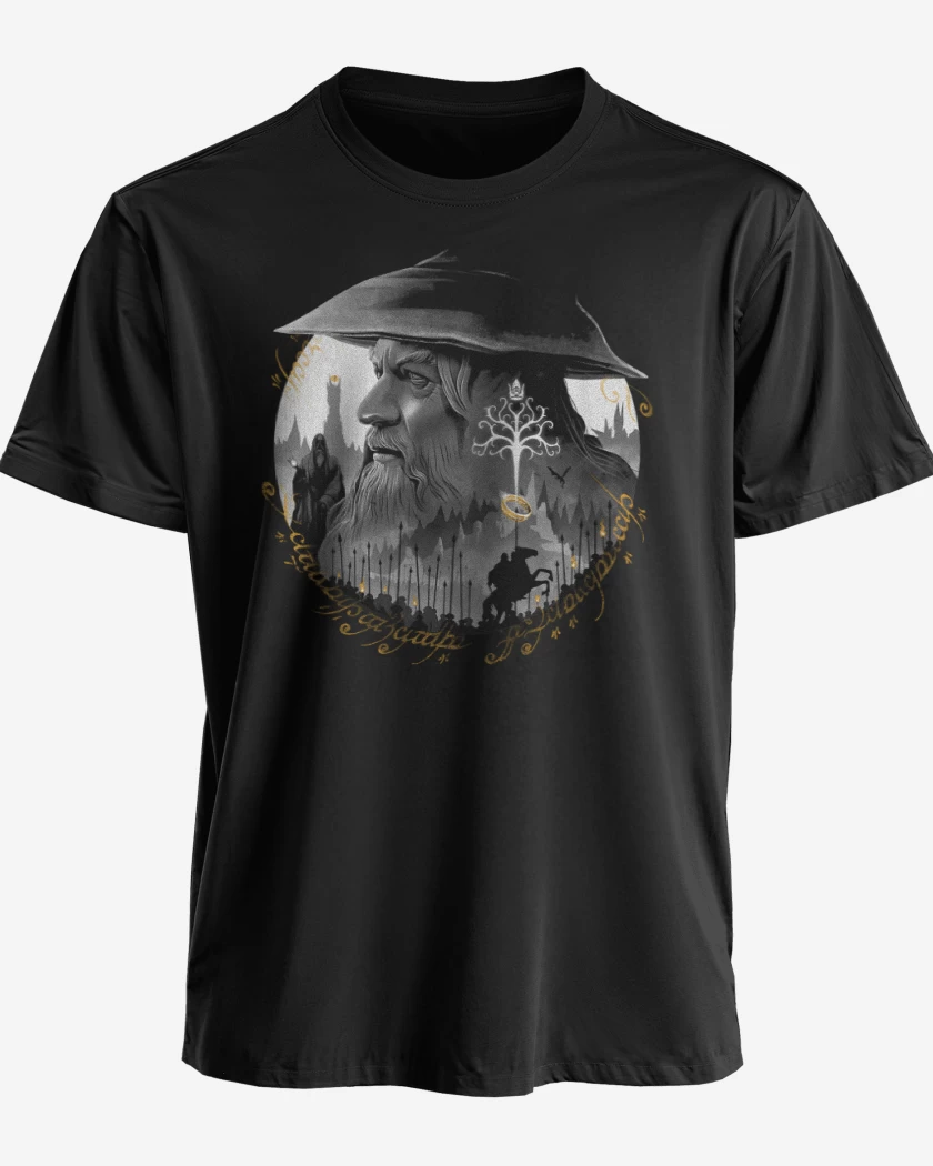Polera premium Negro de Gandalf el gris