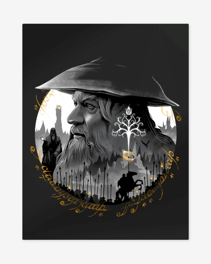 Print metalico Negro de Gandalf el gris