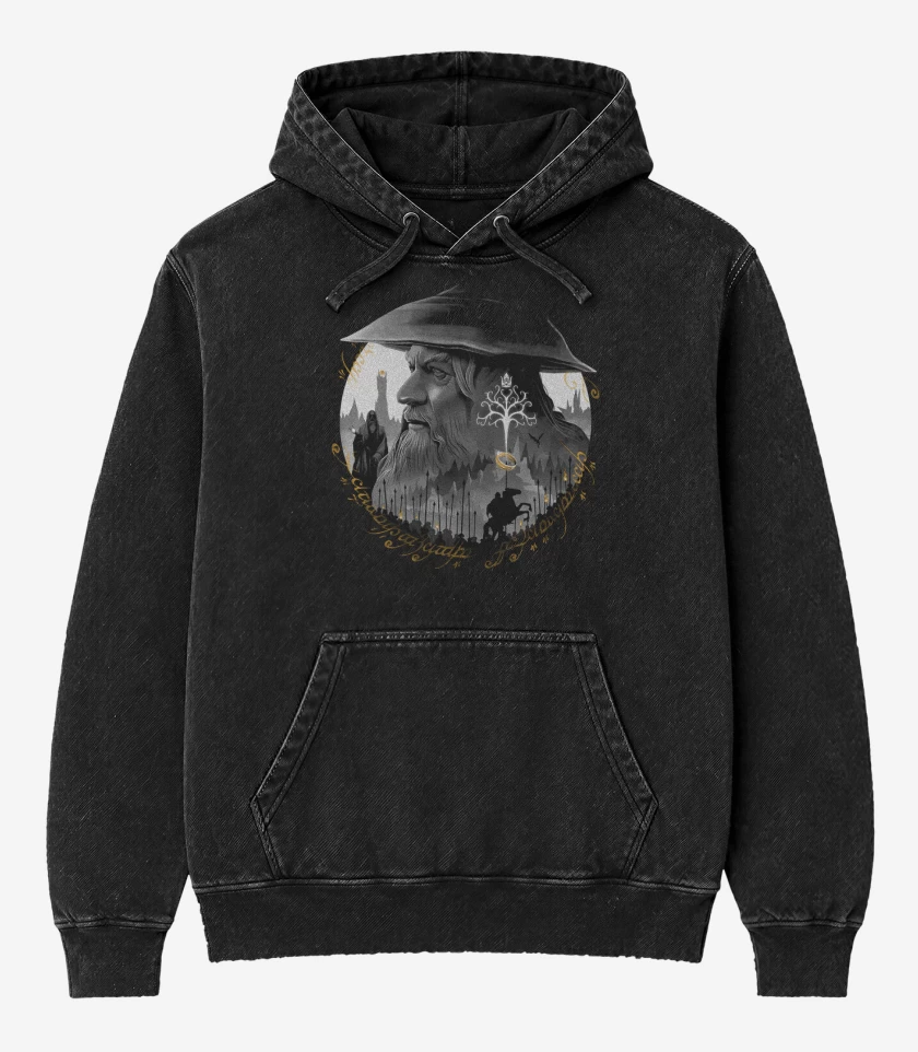 Poleron Canguro Acid Wash Negro de Gandalf el gris