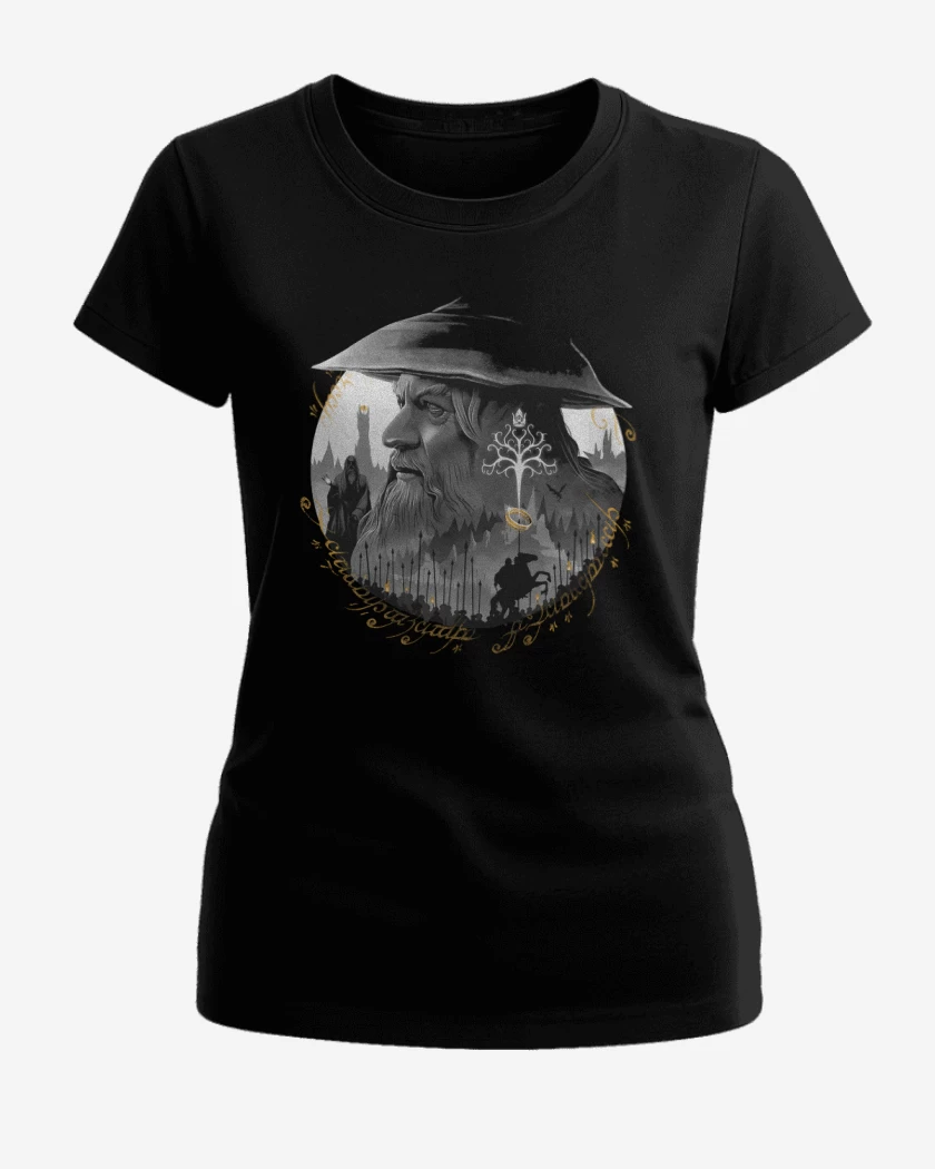 Polera de Mujer Negro de Gandalf el gris