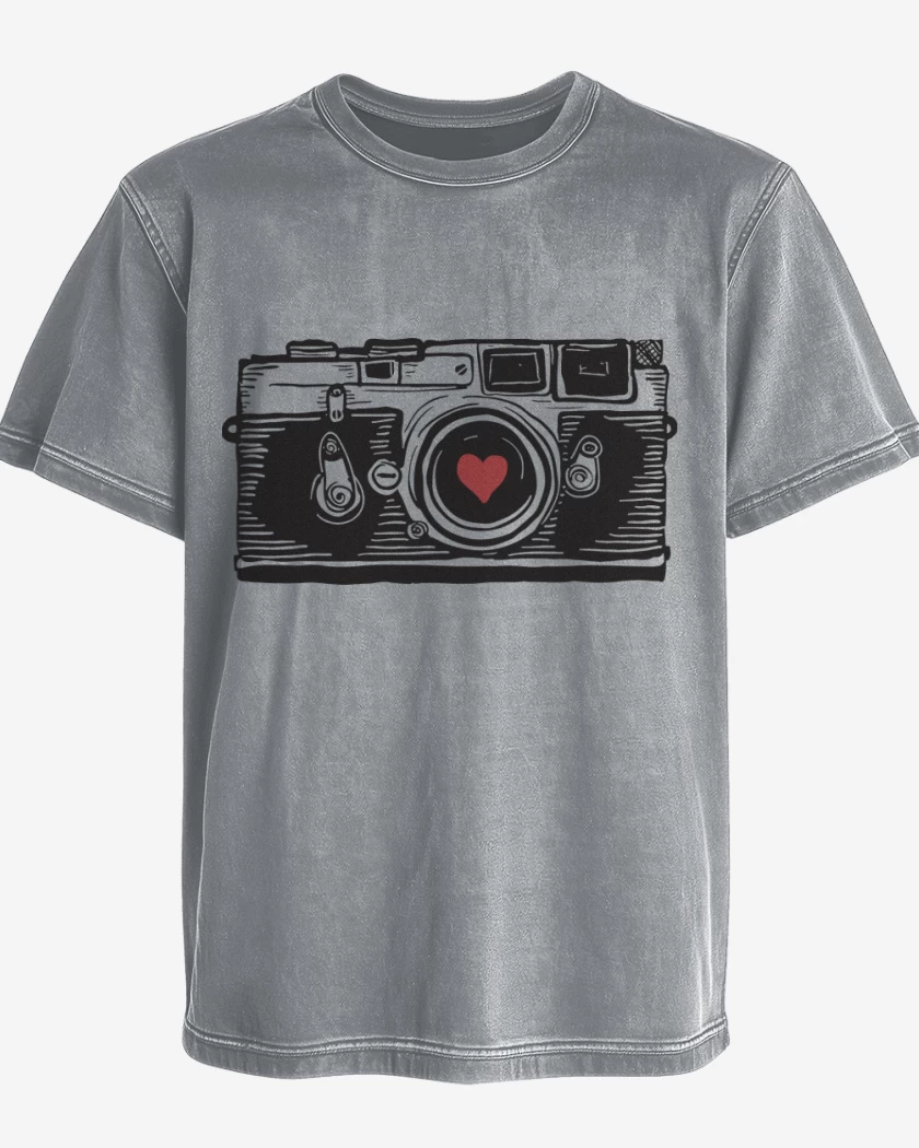 Polera desgastada Gris Melange de Love Camera