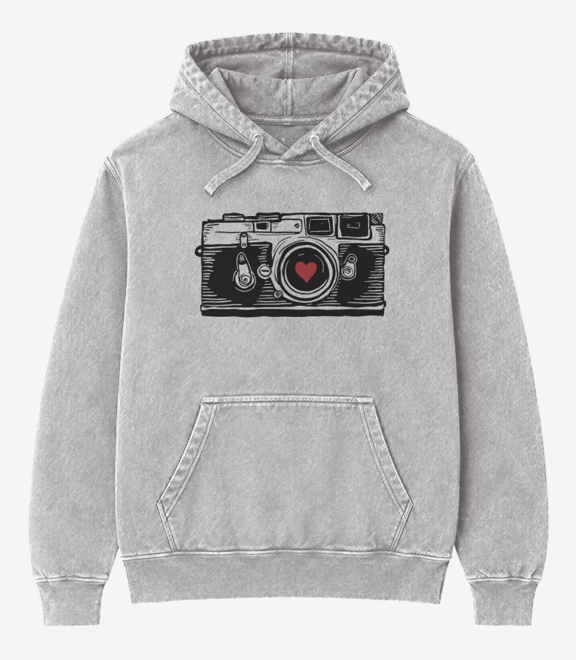 Poleron Canguro Acid Wash Gris Melange de Love Camera