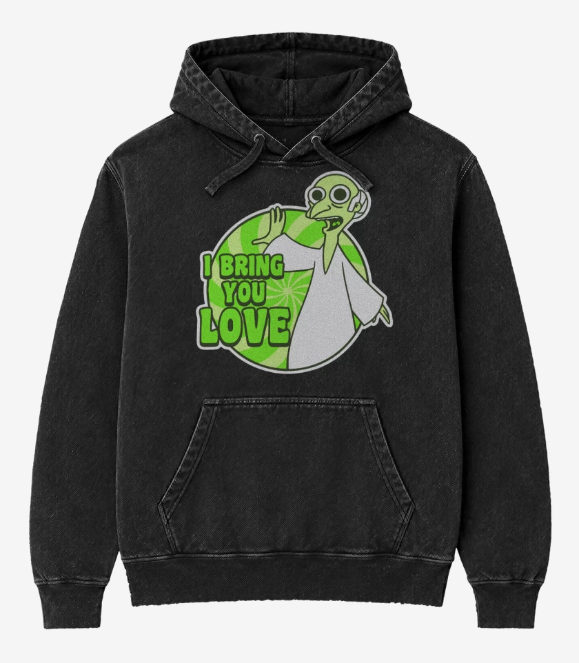 Poleron Canguro Acid Wash Negro de Les traigo paz
