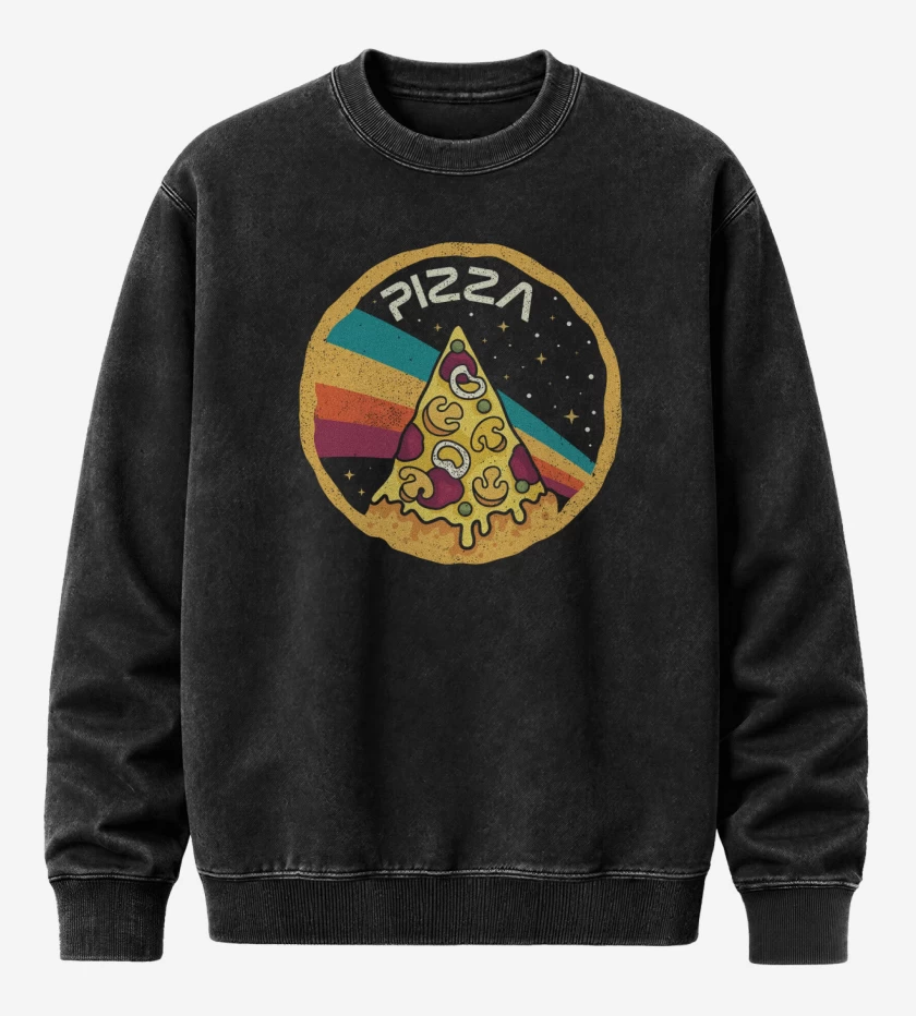 Poleron Polo Acid Wash Negro de PizzaNasa