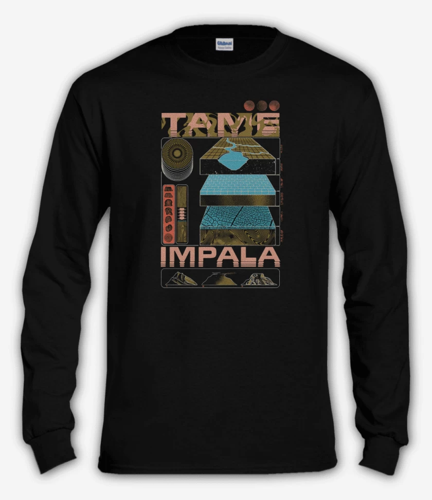Polera manga larga Negro de Tame Impala
