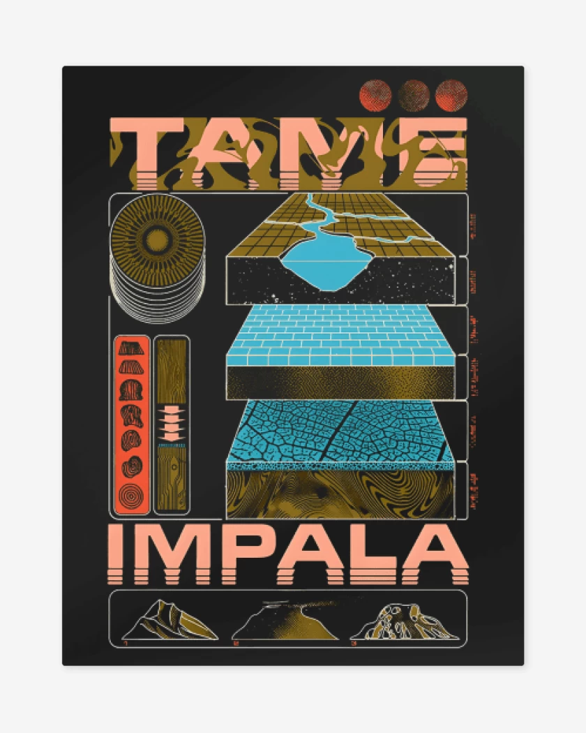 Print metalico Negro de Tame Impala