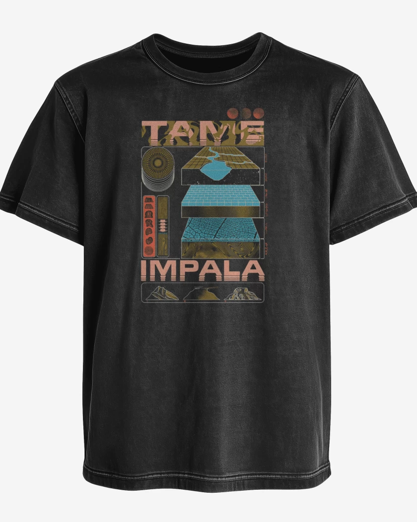 Polera desgastada Negro de Tame Impala