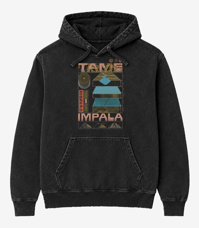Poleron Canguro Acid Wash Negro de Tame Impala