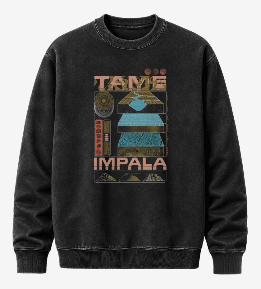 Poleron Polo Acid Wash Negro de Tame Impala