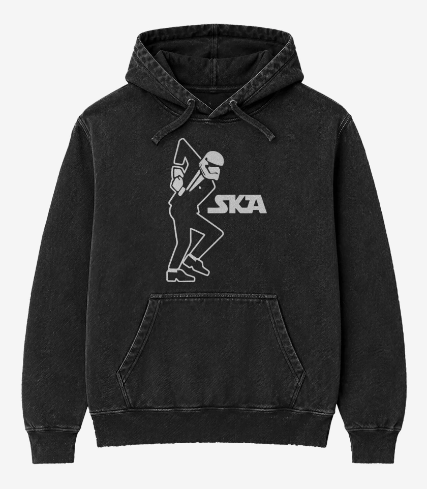 Poleron Canguro Acid Wash Negro de Ska