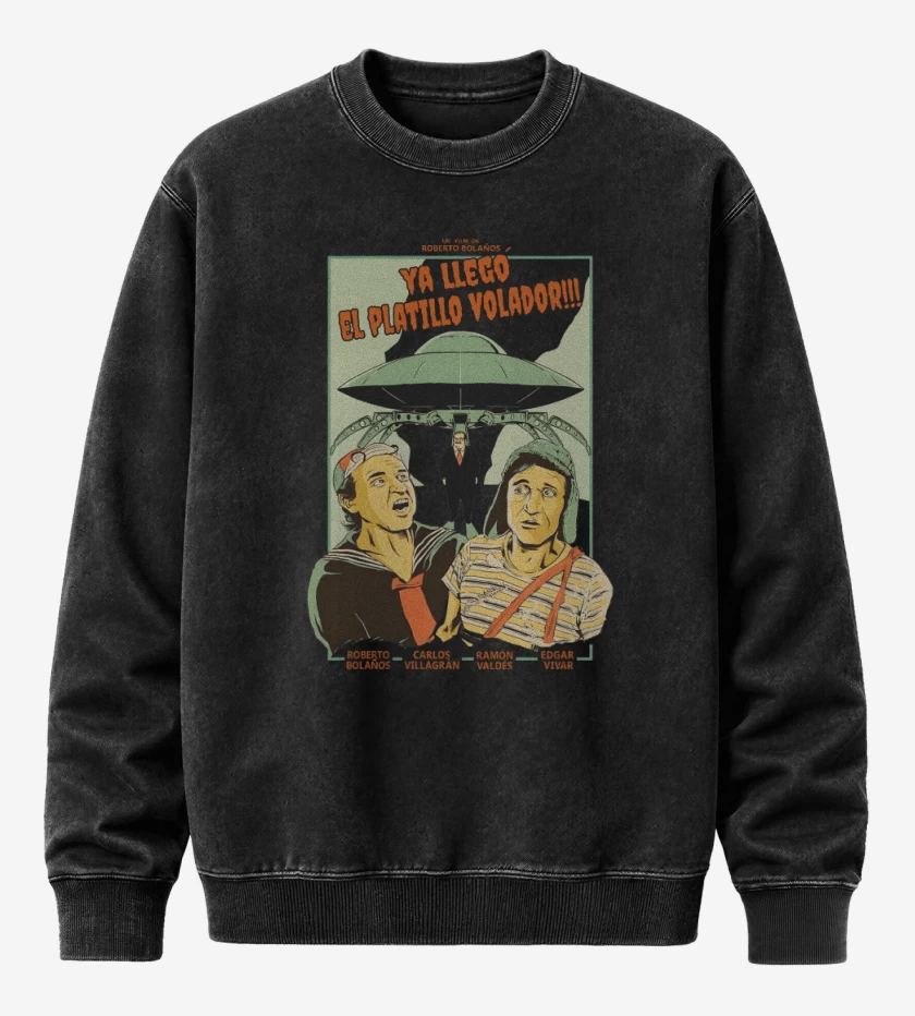 Poleron Polo Acid Wash Negro de Ya llegó el platillo volador