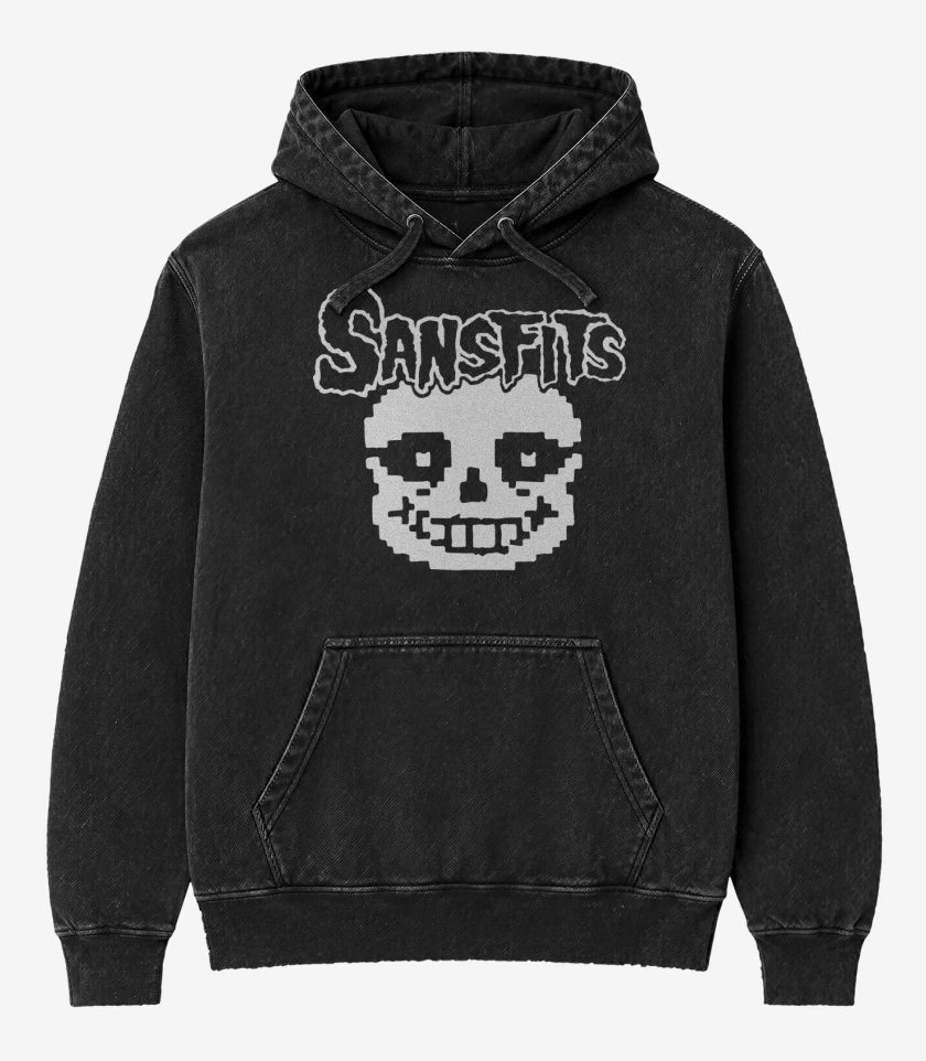 Poleron Canguro Acid Wash Negro de Sansfits