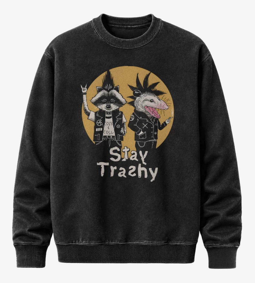 Poleron Polo Acid Wash Negro de Stay Trashy