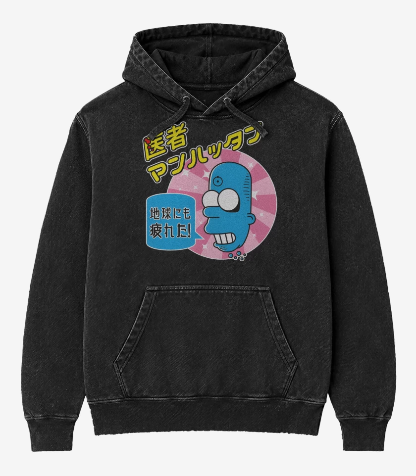 Poleron Canguro Acid Wash Negro de Mr. Manhattan  