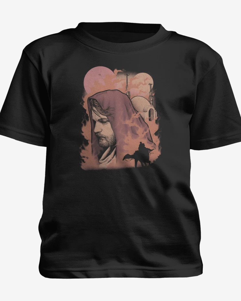Polera de niño Negro de Kenobi Hello There