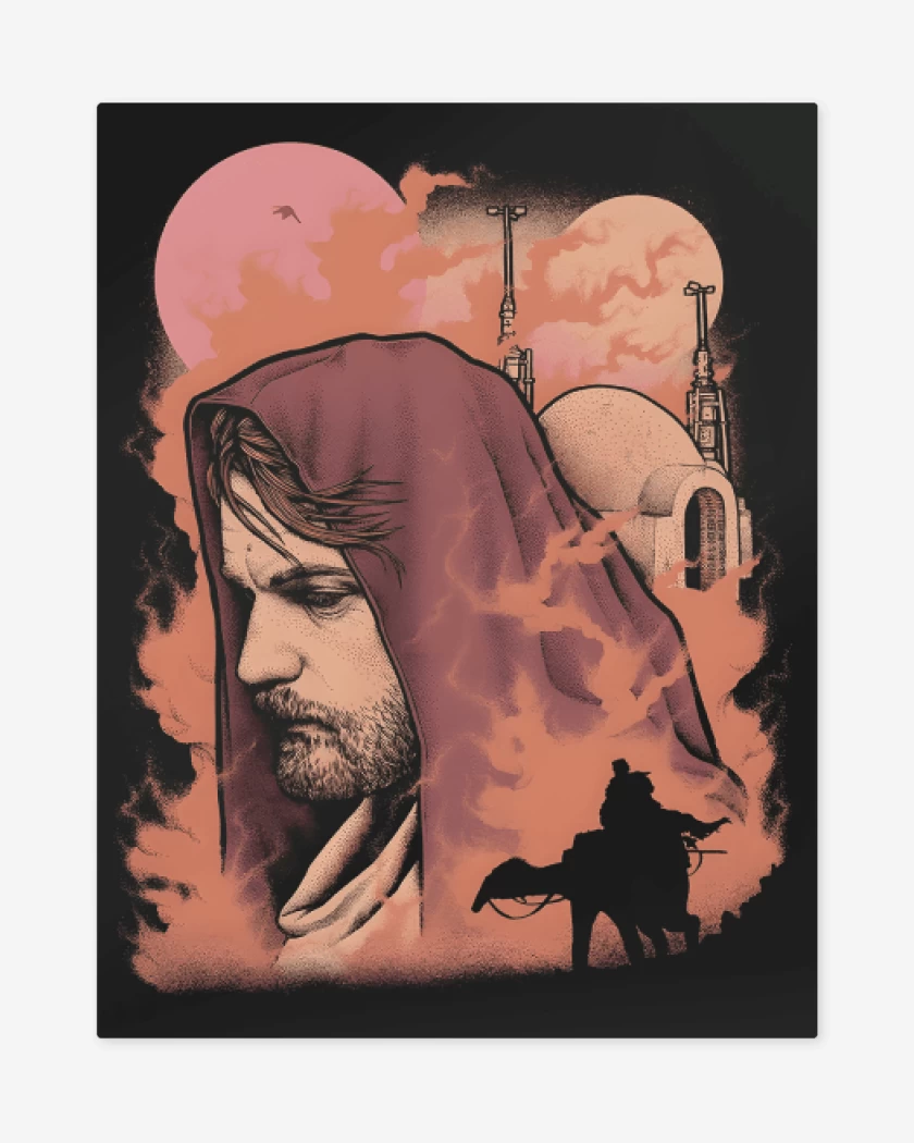 Print metalico Negro de Kenobi Hello There