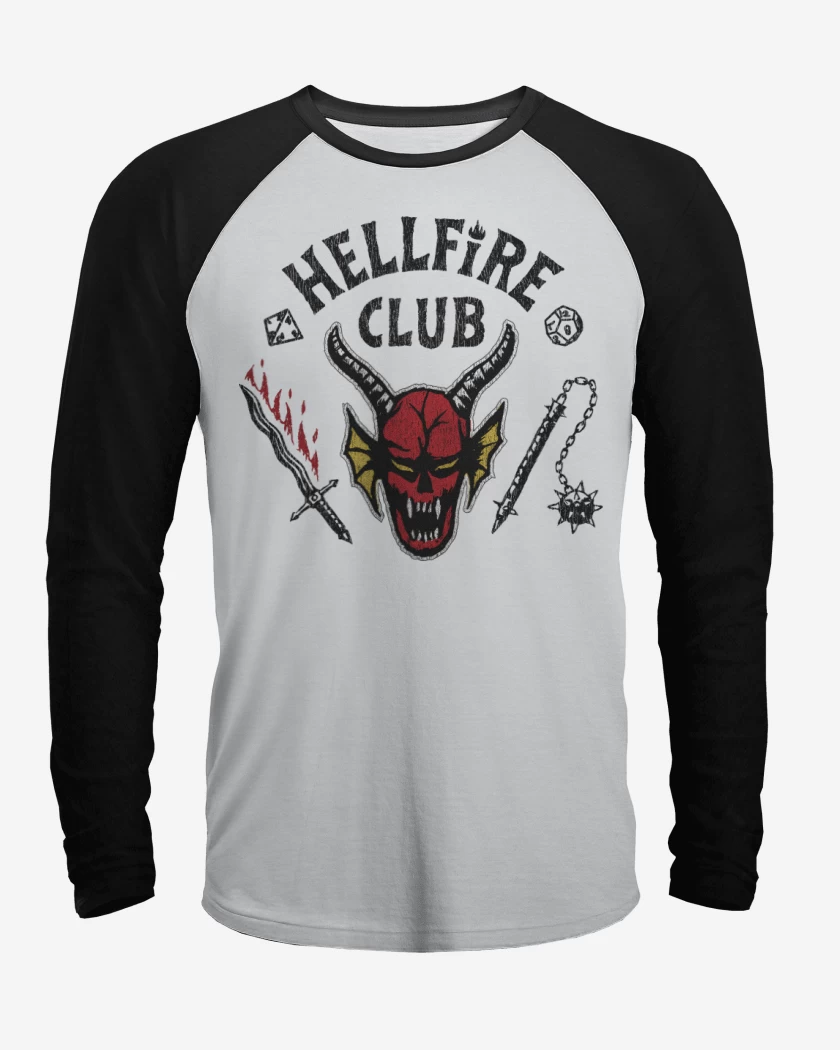 Polera Raglan Blanco / Negro de Hell Fire Club