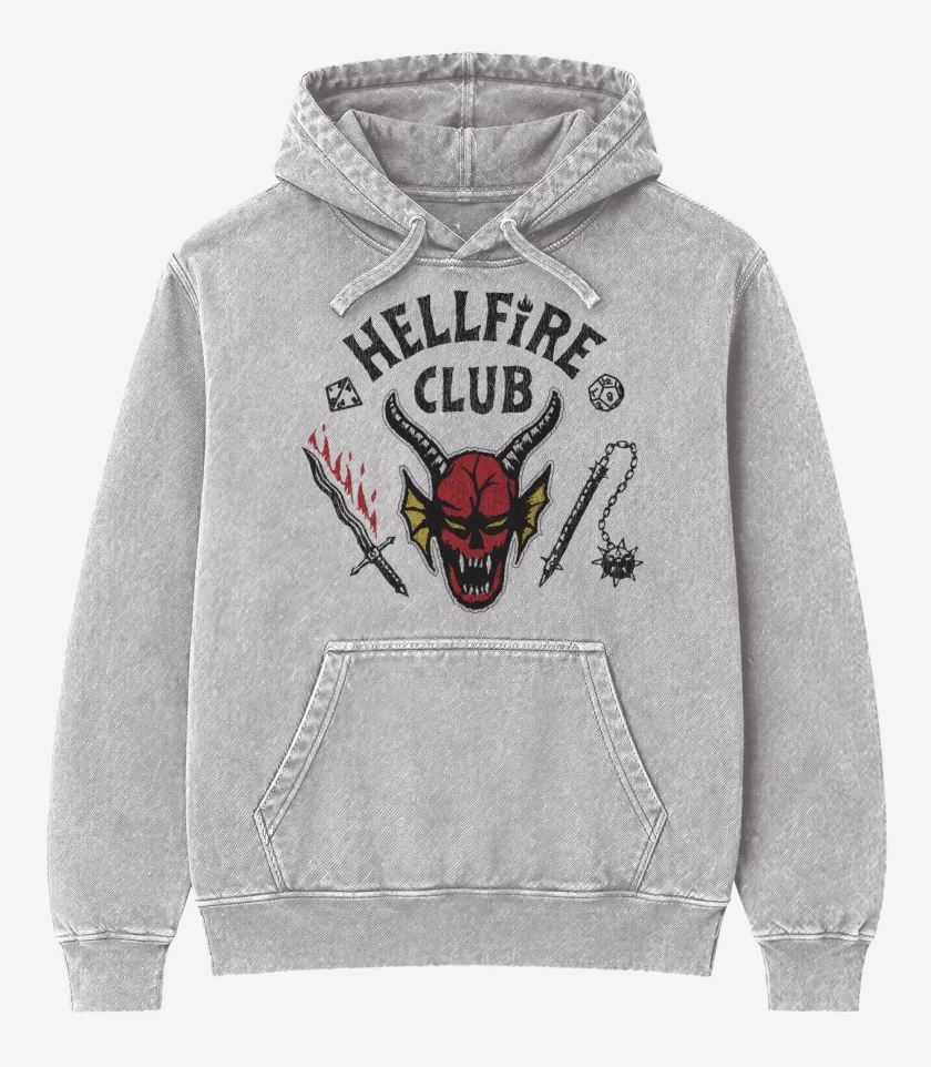 Poleron Canguro Acid Wash Gris Melange de Hell Fire Club
