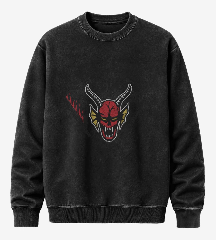 Poleron Polo Acid Wash Negro de Hell Fire Club
