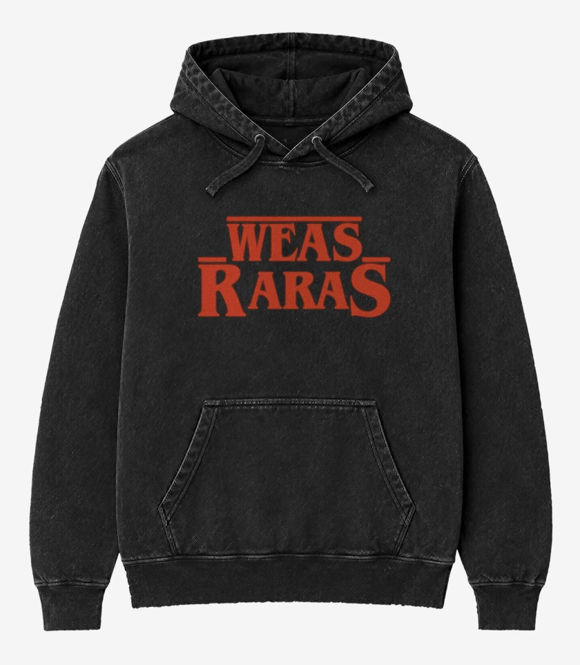 Poleron Canguro Acid Wash Negro de Weas Raras
