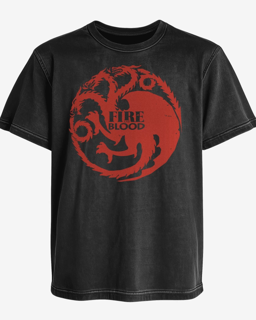 Polera desgastada Fire and blood
