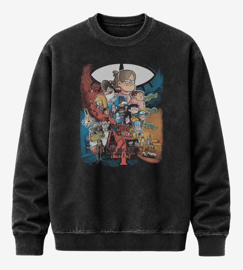 Poleron Polo Acid Wash Negro de Stranger Falls 4