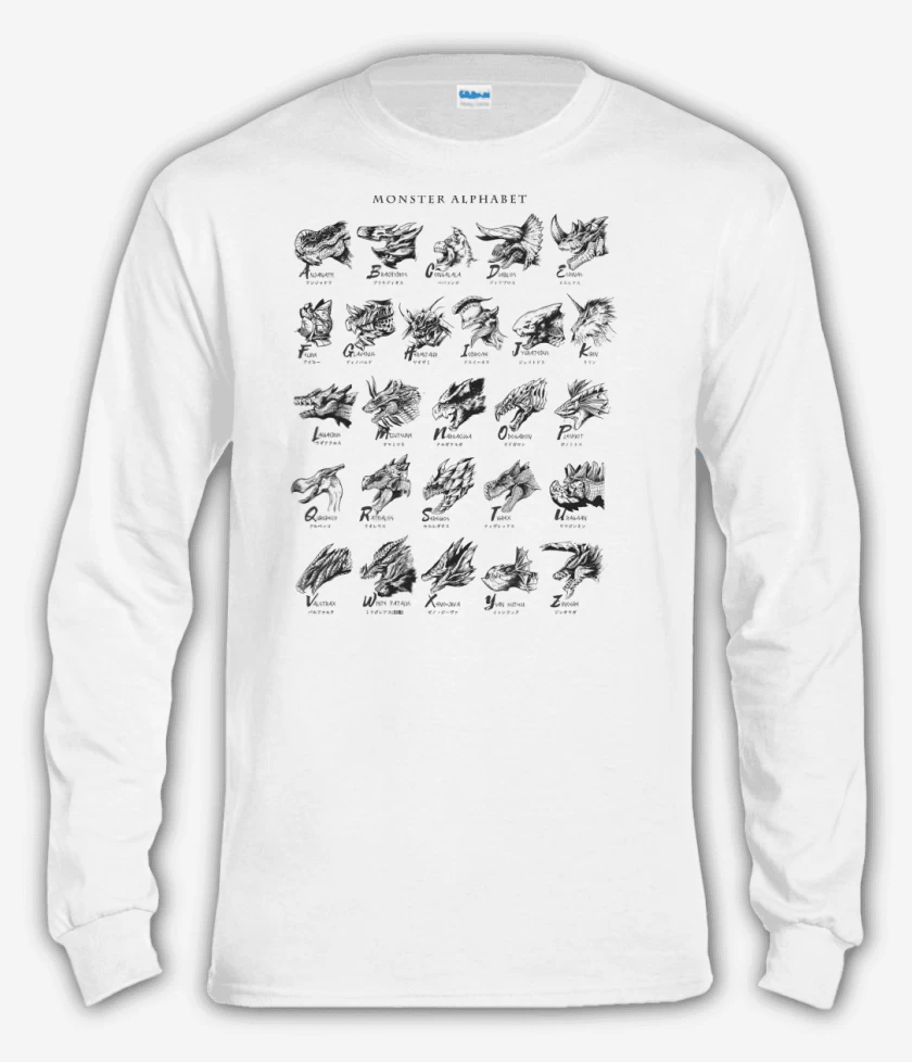Polera manga larga Blanco de Alfabeto Monstruoso