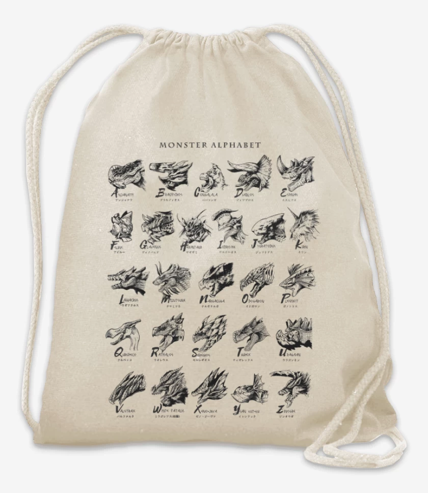 Mochila Blanco de Alfabeto Monstruoso