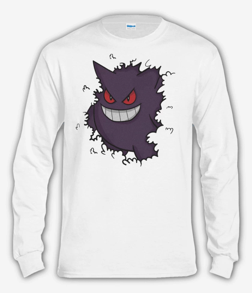 Polera manga larga Blanco de Gengar Oculto