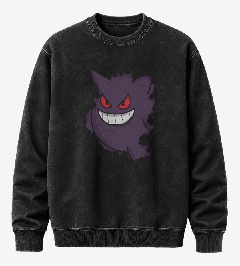 Poleron Polo Acid Wash Negro de Gengar Oculto