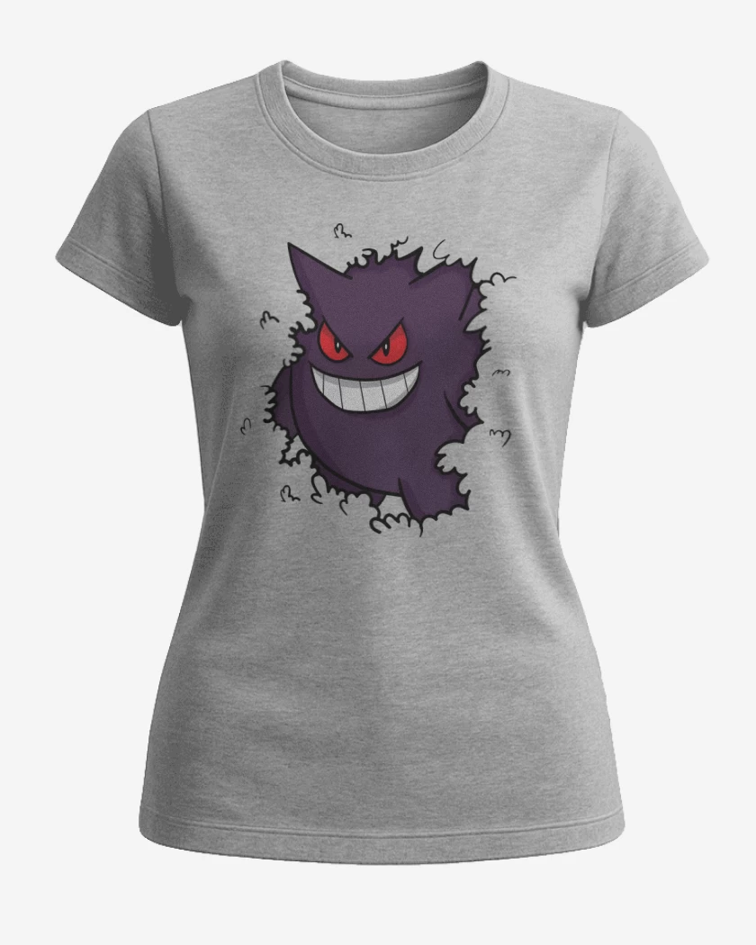 Polera de Mujer Gris Melange de Gengar Oculto
