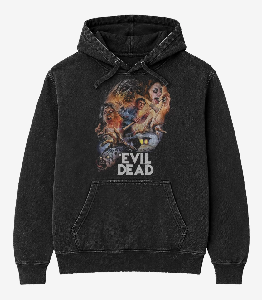 Poleron Canguro Acid Wash Negro de The Evil Dead
