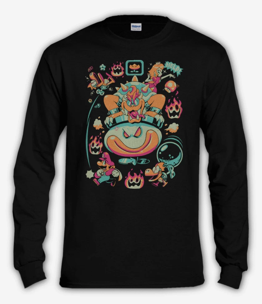 Polera manga larga Negro de Bowser Final 