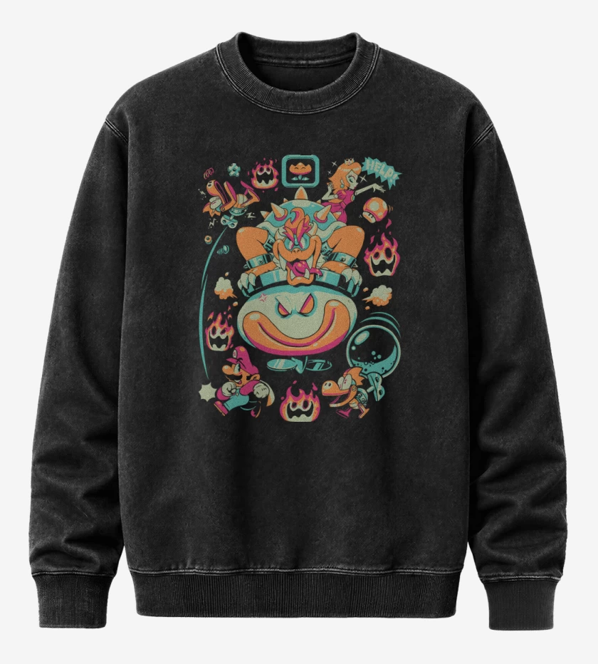 Poleron Polo Acid Wash Negro de Bowser Final 